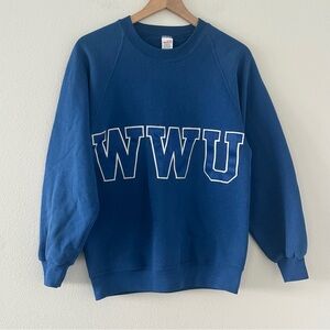 Vintage 90s Western Washington University Sweatshirt Russell M USA Made WWU Blue
